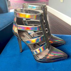 BCBG MaxAzria metallic gladiator heels